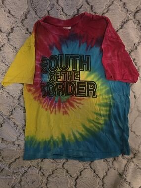 South Of The Border Tie-Dye Tee - Yellow, Blue & Pink Sz M